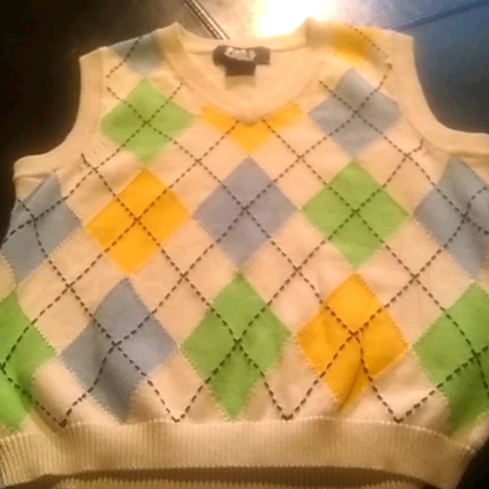 White argyle sweater vest